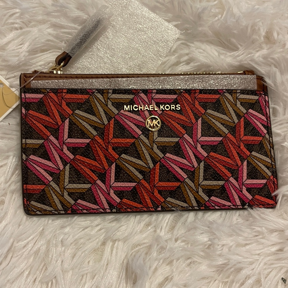 Michael Kors MK Signature Canvas Card Wallet NWT Jet Set Slim Card Case - Picture 3 of 5